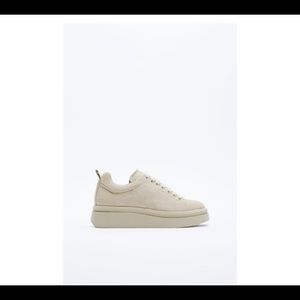 Zara platform leather sneakers, size 8, tan (sandy brown)